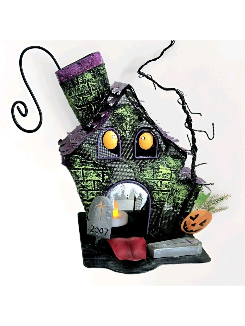 Kohls Halloween Monster House Metal Tea Light Candle Holder 12" Ghoul Teeth